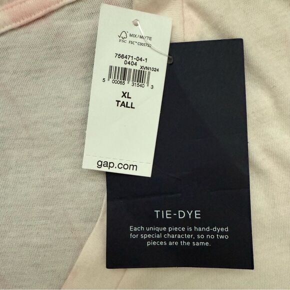Gap XL Tall Pink Tie-Dye V-Neck T-Shirt Organic Cotton Hand-Dyed Women’s Tee - Picture 4 of 11